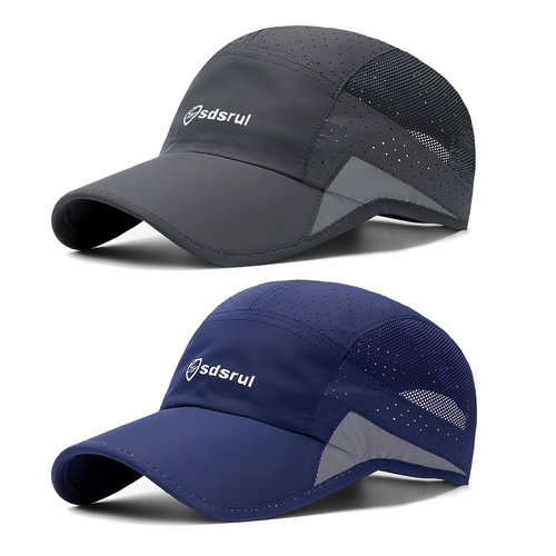 AYPOW Baseball Cap for Men Women, 2 Pcs Breathable Mesh Running Hat Quick Dry Light Reflective Outdoor Sport Golf Tennis Hat