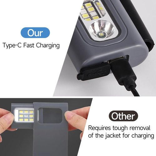Rechargeable Running Light, 2Pack Waterproof LED Clip-On Light for Runners with 6 Lighting Modes, Reflective Running Gear for Hiking, Running, Biking, Walking Dog, Car Repair, Emergency (Grey)