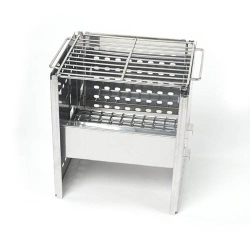 HAWOK Stainless Steel Folding Outdoor Stove with Carrying Bag and Stainless Steel Grill, 8.7"L x 7.5"W x 9.5"H, Portable Wood Burning Grill