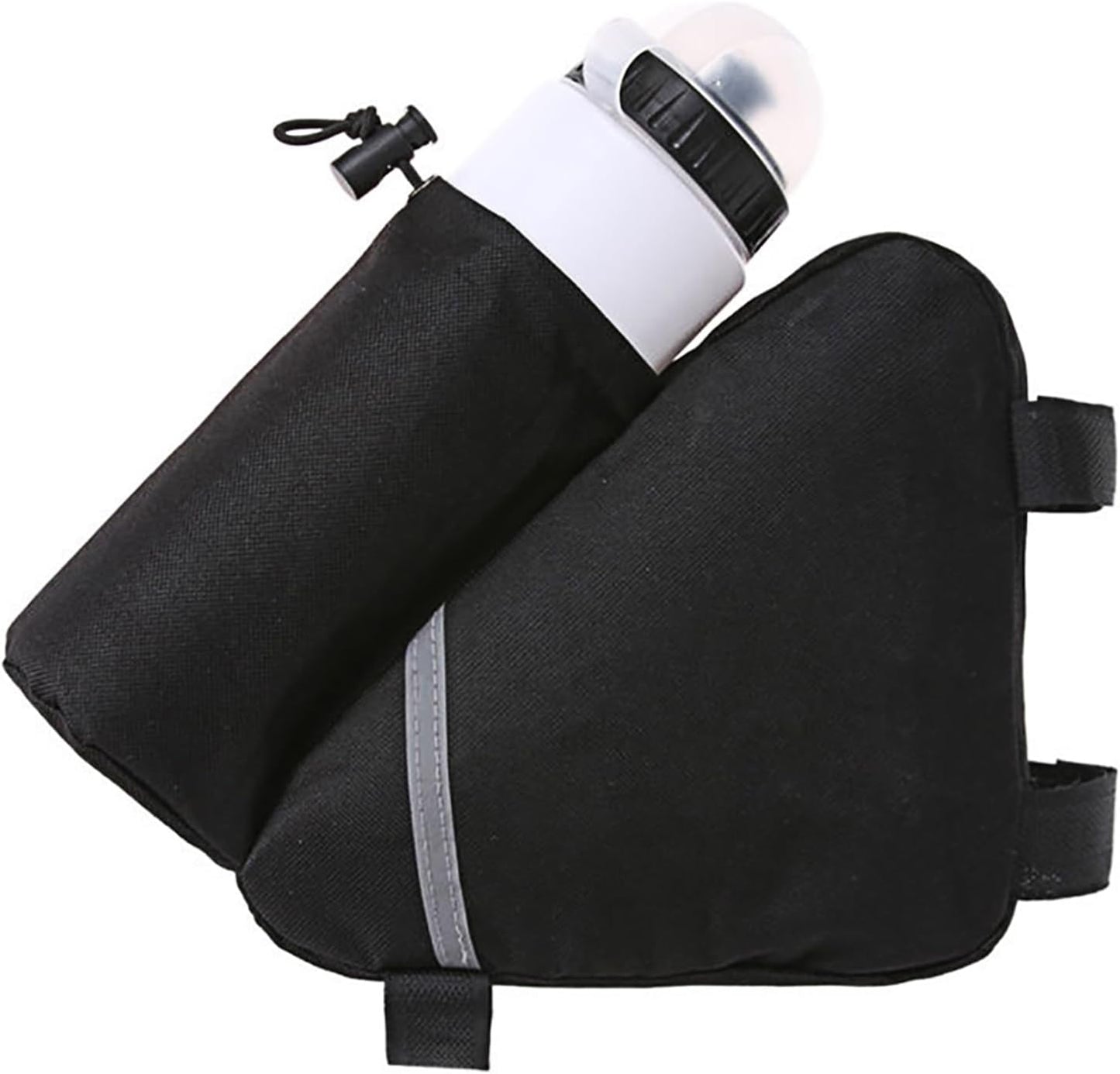 MOOCY Ultralight Reflective Bicycle Triangle Frame Bike Bag with Water Bottle Pouch -Black