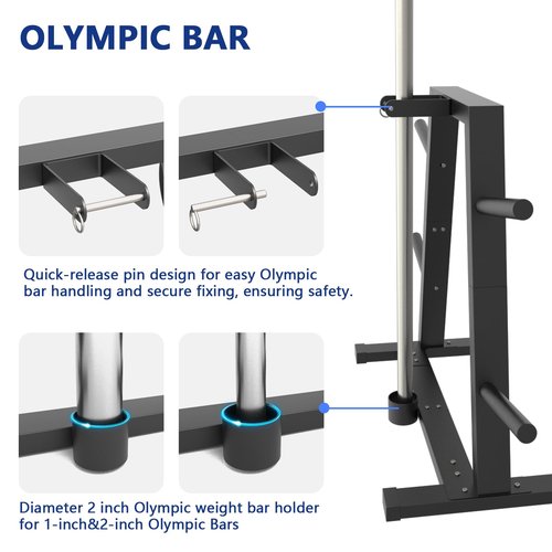 Weight Plate Rack Olympic Plate Rack Weight Storage Rack for 1-Inch Weight Plates, Olympic Weight Plate Tree - Heavy Duty Bumper Plate Rack for Home Gym, Holds 300 lbs
