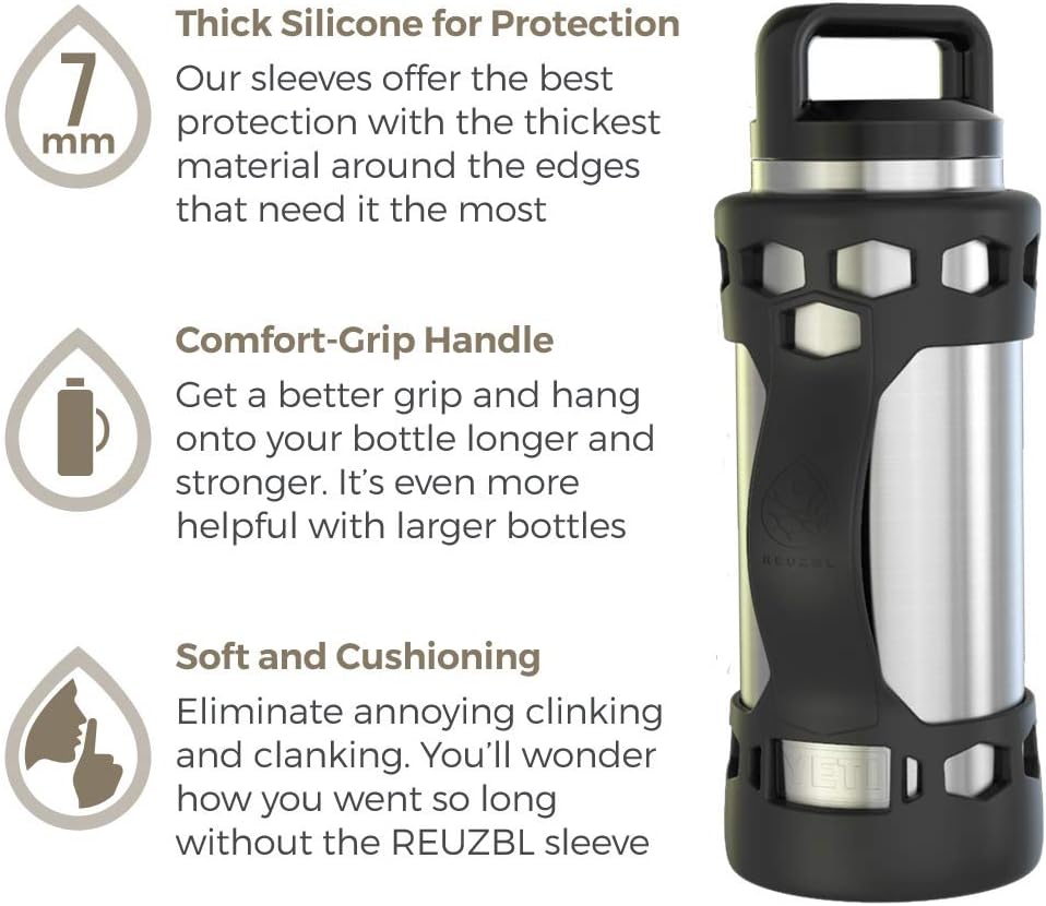 REUZBL Bottle Bumper Silicone Boot Sleeve Protector Accessories with Handle for 26 oz & 36 oz Stainless Steel Water Bottles
