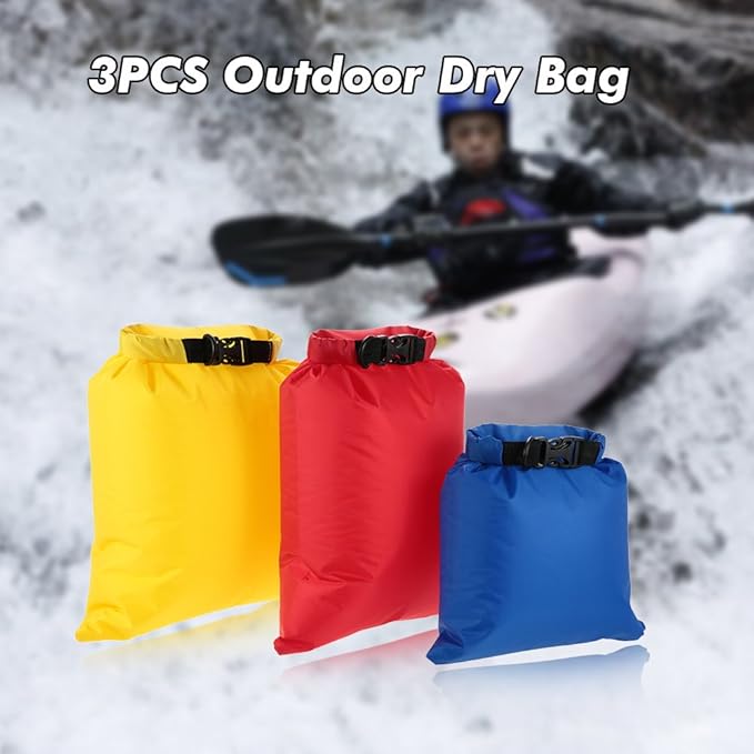 Lixada Waterproof Dry Bags, 3/5/6 Pack Ultimate Dry Sack - 3L+5L+8L Lightweight, Roll Top Outdoor Dry Sacks for Kayaking Camping Hiking Traveling Boating Water Sports