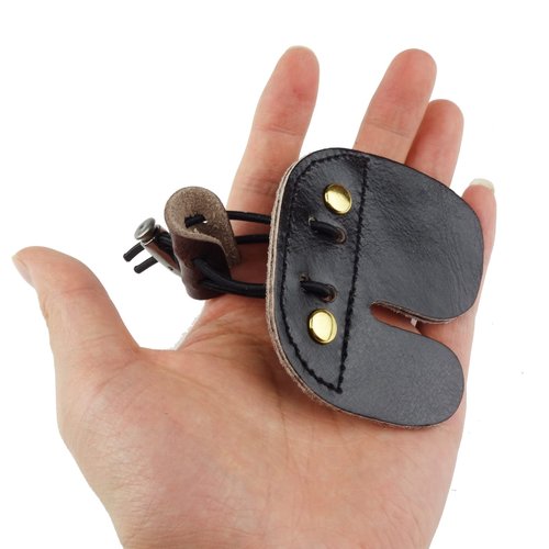 Miokun 4 Pack Leather Archery Finger Tabs, Adjustable Finger Guard Protective Gear,Right Hand (4)