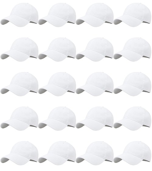 LYDTICK 20 Pack Baseball Cap Blank Trucker Hats Bulk Wholesale Hats Adjustable Plain for Men Women, White