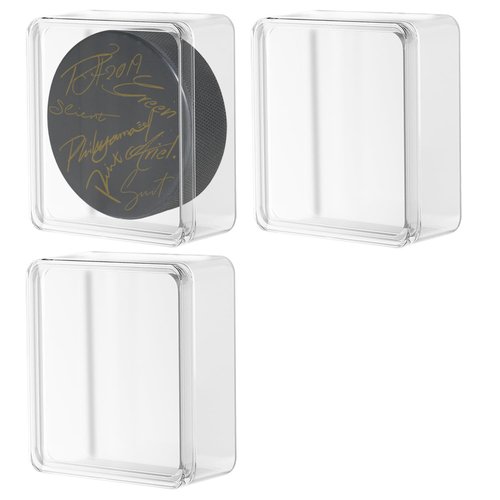 Hockey Puck Display Cases, Acrylic Cube Square Hockey Puck Display Cases - Fits Official Size Hockey Puck (3 PCS)