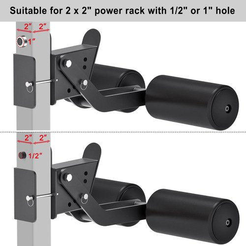Lifeswell Nordic Hamstring Curl Attachment for 2"x2" Power Rack with 1" or 1/2" Hole, 6 Height Adjustable Leg Hold Down with Leather Surface for Home Gyms