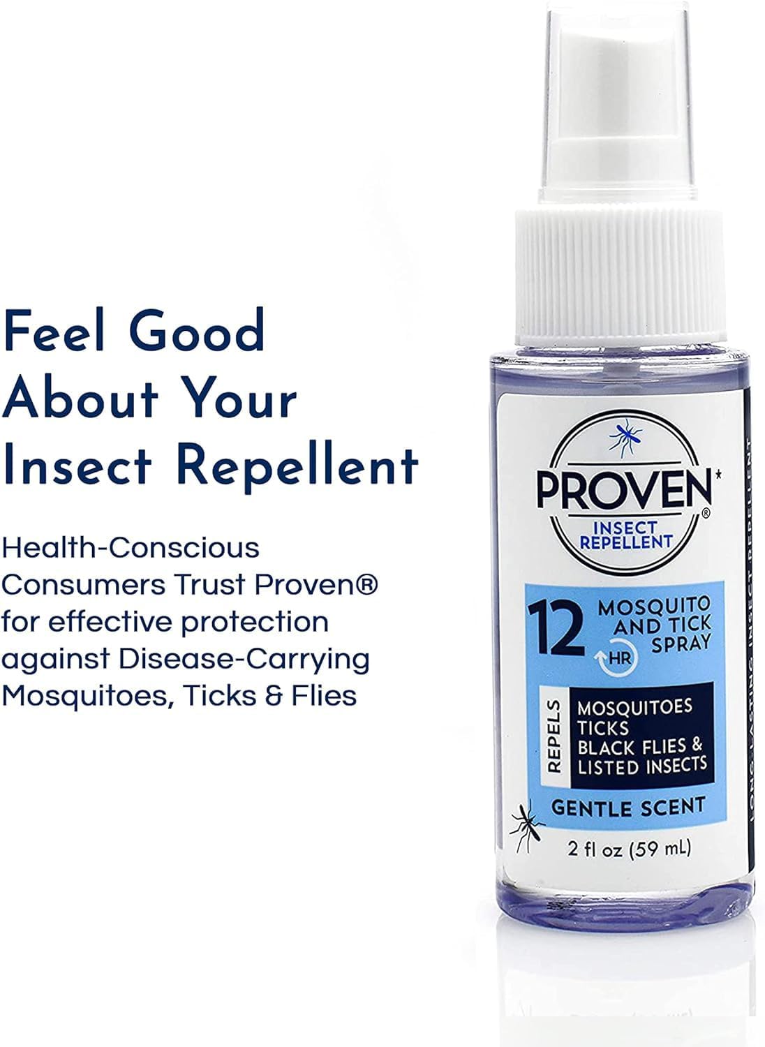 Proven Insect Repellent Spray, Keep Mosquitoes, Ticks and Flies Off, DEET Alternative Repellent, Up to 12-Hour Protection, Great for Camping or Hiking, 6 Ounce, Odorless Spray