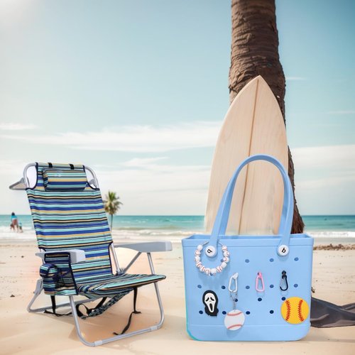 LIGHUFEIC 4Pcs Key Holder Set Charms for Bogg Bag,Insert Carabiners & Keychain Holders for Small & Large Beach Bags,Find Your Keys Quickly(White)