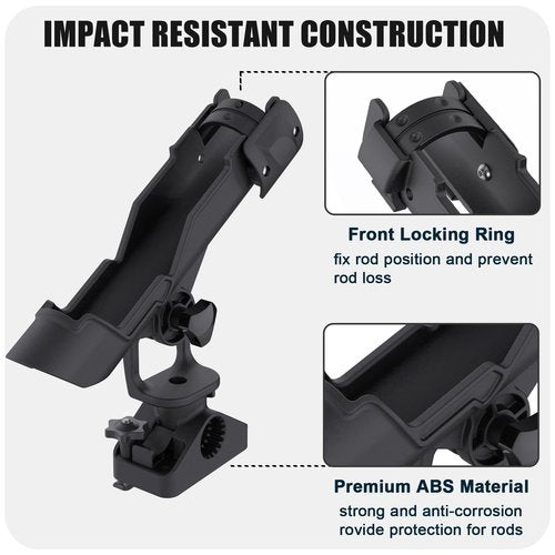 Fishing Rod Holders for Boat, Fishing Boat Rod Holder with Track Mount, Rod Rack for Kayak Track System, 360 Degree Adjustable Fishing Pole Holders 2Pack