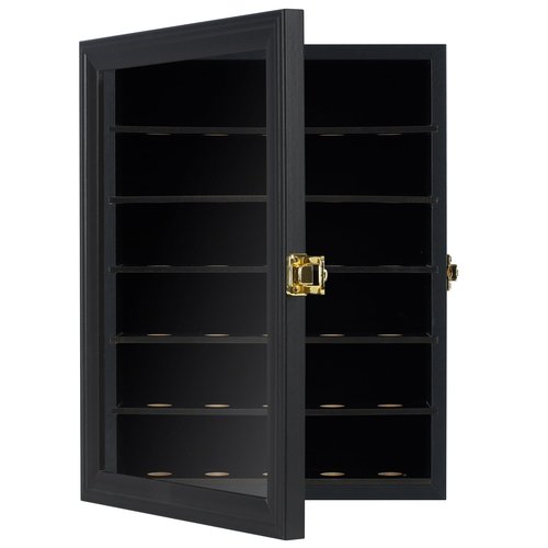 Golf Ball Display Case for 30 Golf Balls, Display Cabinet Great Golfer Memorabilia Gift for Golf Enthusiasts, Wall Mount with Lockable Door Black
