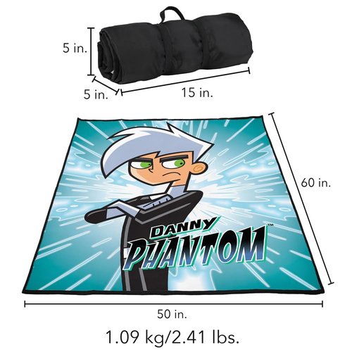 LOGOVISION Danny Phantom Picnic Outdoor Blanket, 50"x60" with Logo, Foldable Blanket for Picnic, Beach, Camping, Park, Tailgate