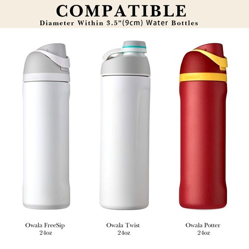 Linkidea Water Bottle Carrier with Strap Compatible with Owala FreeSip 24oz, Twist 24oz, Potter 24oz Water Bottle, Neoprene Waterbottle Sling Bag Holder, Shoulder Strap, Off White