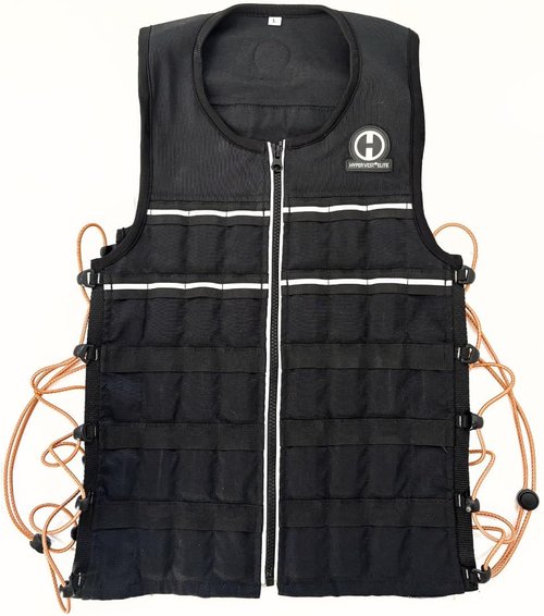 Hyperwear Hyper Vest ELITE Fully Adjustable Weight Vest - Stretch CORDURA® Fabric Zipper Thin Steel Weights - Weighted Vests for Running, Strength, Endurance, Walking - Sizes S, M, L, XL