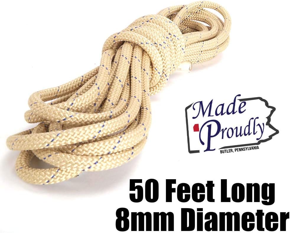 Rock N Rescue Heat Resistant Personal Escape Rope - 50 Feet Long, 8mm, NFPA 1983, RNR Poseidon Safe Tech, Firefighting and Rescue Gear