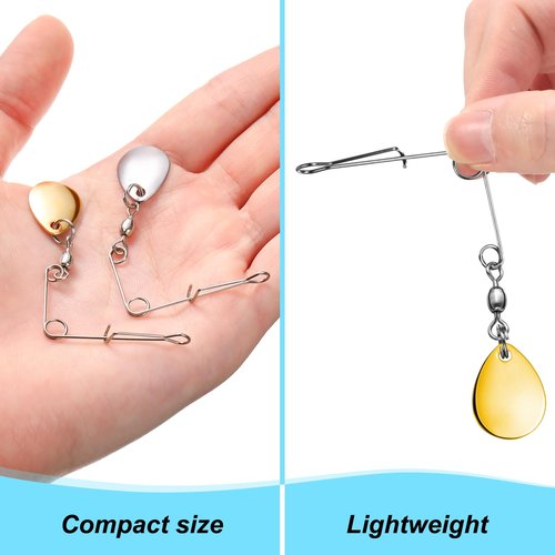Sumind 40 Pieces Fishing Spinner Blades Spinner Bait Smooth Spoons Rigs Fishing Spoons Blades Lures Accessories(Silver Gold)
