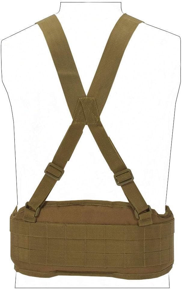 SINAIRSOFT Tactical Waist Belt with X-Shaped Suspenders Free Straps Airsoft Combat Padded Molle Belt