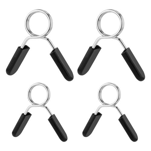 PEUTIER 4pcs Barbell Clamps, 1in & 2in Tight Spring Collar Bar Clips Versatile Dumbbell Barbell Handle Locking Clip Stainless Steel Weight Clips Gym Accessory for Strength Training