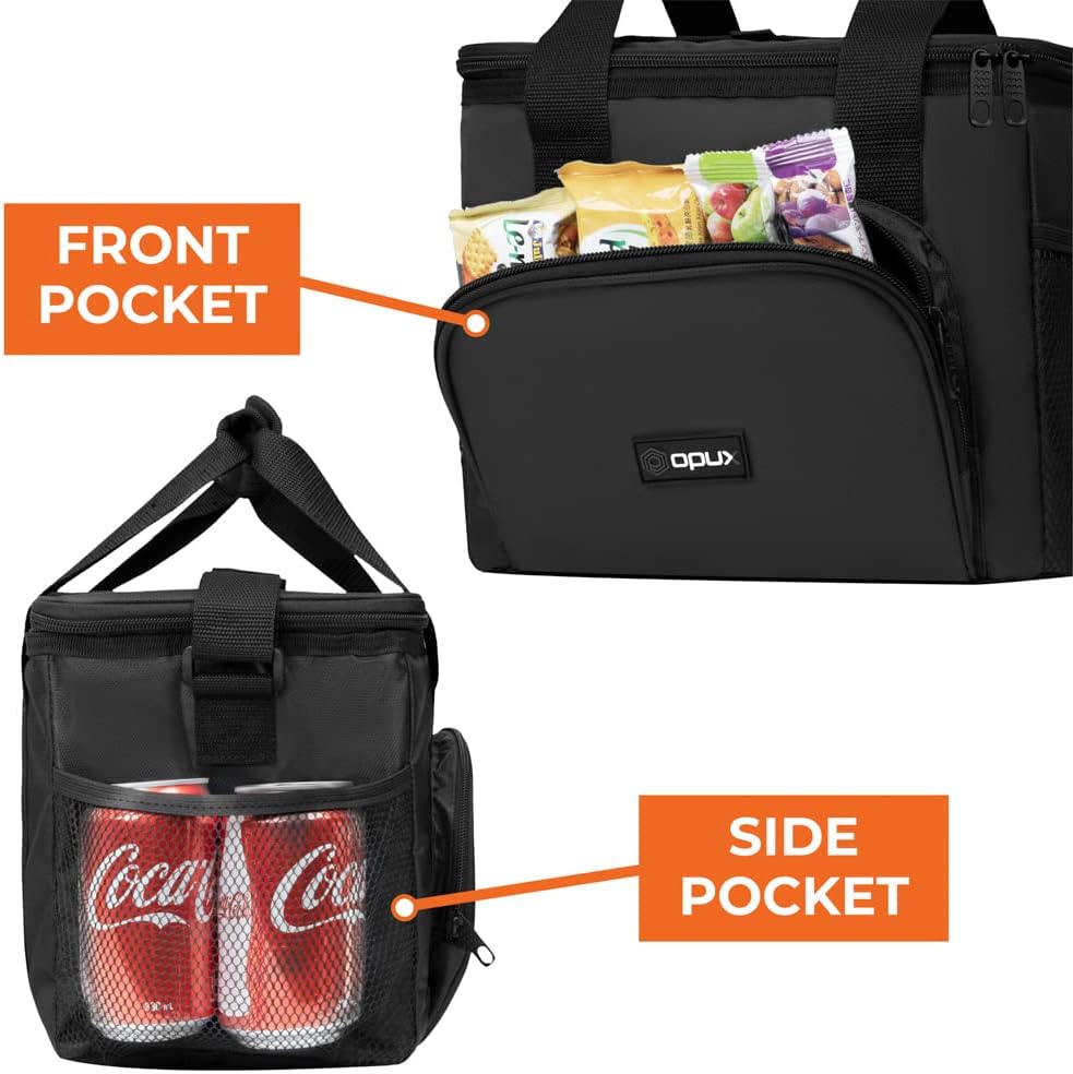 OPUX Soft Cooler Bag, Insulated Collapsible Lunch Cooler Bag for Men Work Camping Beach Travel, Portable Soft Sided Leakproof Waterproof Large Lunch Bag Box with Shoulder Strap 18 Cans, Heather Navy