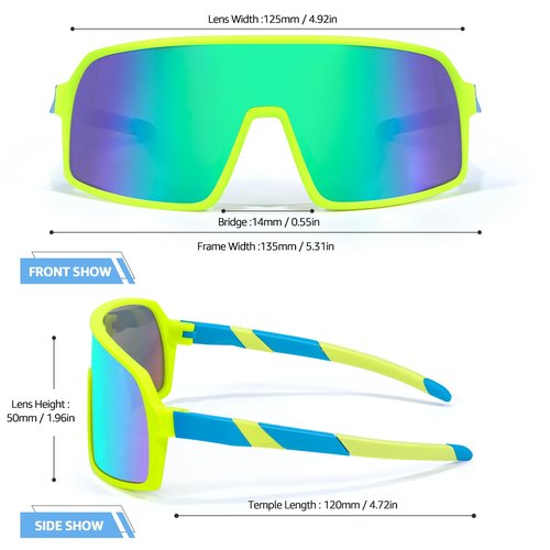 SODQW Kids Baseball Sunglasses Sports Wrap Around Frame Cycling Running Glasses for 6-12 boys girls