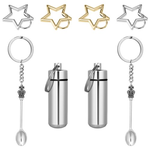Zoolum 2 Pack Pill Holder with Mini Spoon - Lightweight Carry-On Mini Spoon Keychain,Perfect Keychain Pill Holder for Daily Essentials,Waterproof & Ideal for Outdoor Camping & Hiking