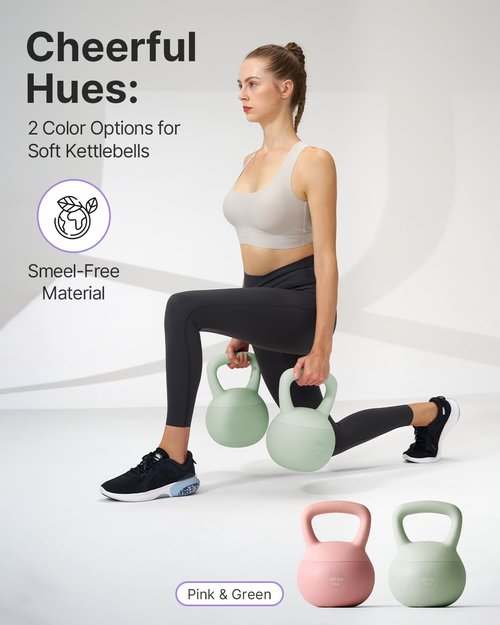 YOTTOY Soft Kettlebell,Kettlebell Anti-Slip Grip Weight for Home Workouts, Kettlebells Set Strength and Safety Guaranteed (Green, 10 LB)