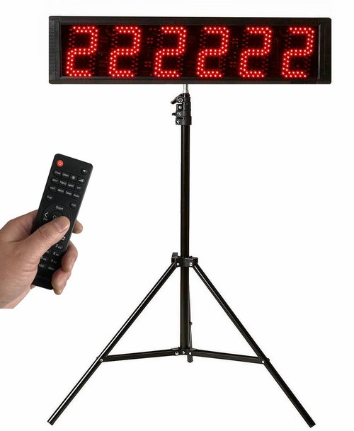 Cynobato Tripod 5.6'' Race Clock, Race Timer, Digital Countdown Clock, with Gym Interval Workout Timers, Stopwatch, for Outdoor Race Events (Red)