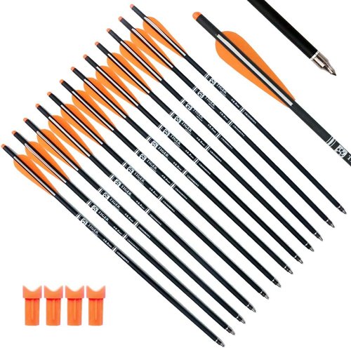20inch Hunting Archery Carbon Arrow Crossbow Bolts with 4" vanes Feather and Replaced Arrowhead/Tip(Pack of 12) …