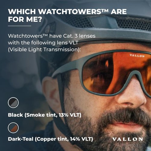VALLON Watchtowers Cycling Sunglasses | 100% UV Protection Biking Glasses | Anti-Reflective & Recycled Frame