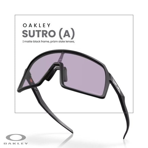 OAKLEY Sutro (a) Low Bridge Fit Asian Fit OO9406A 940642 37MM Matte Black/Prizm Slate Shield Sunglasses for Men+ Bundle Accessory Leash Kit, Microfiber Pouch