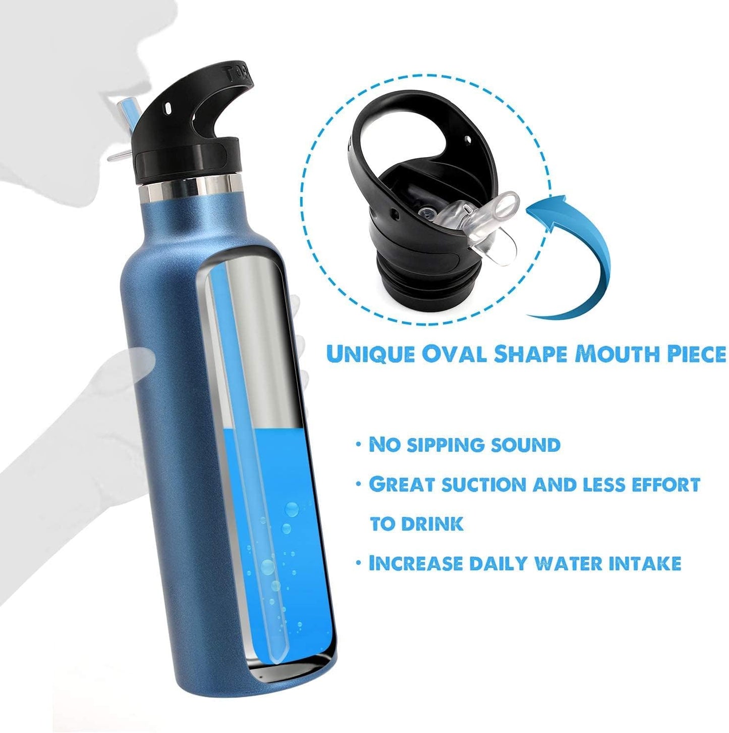 Straw Lid for Hydro Flask Standard Mouth - Multi-Compatible with Simple Modern Ascent Lid for 1.91" Mouth 18 oz, 21 oz, 24 oz Insulated Water Bottle Flip Top