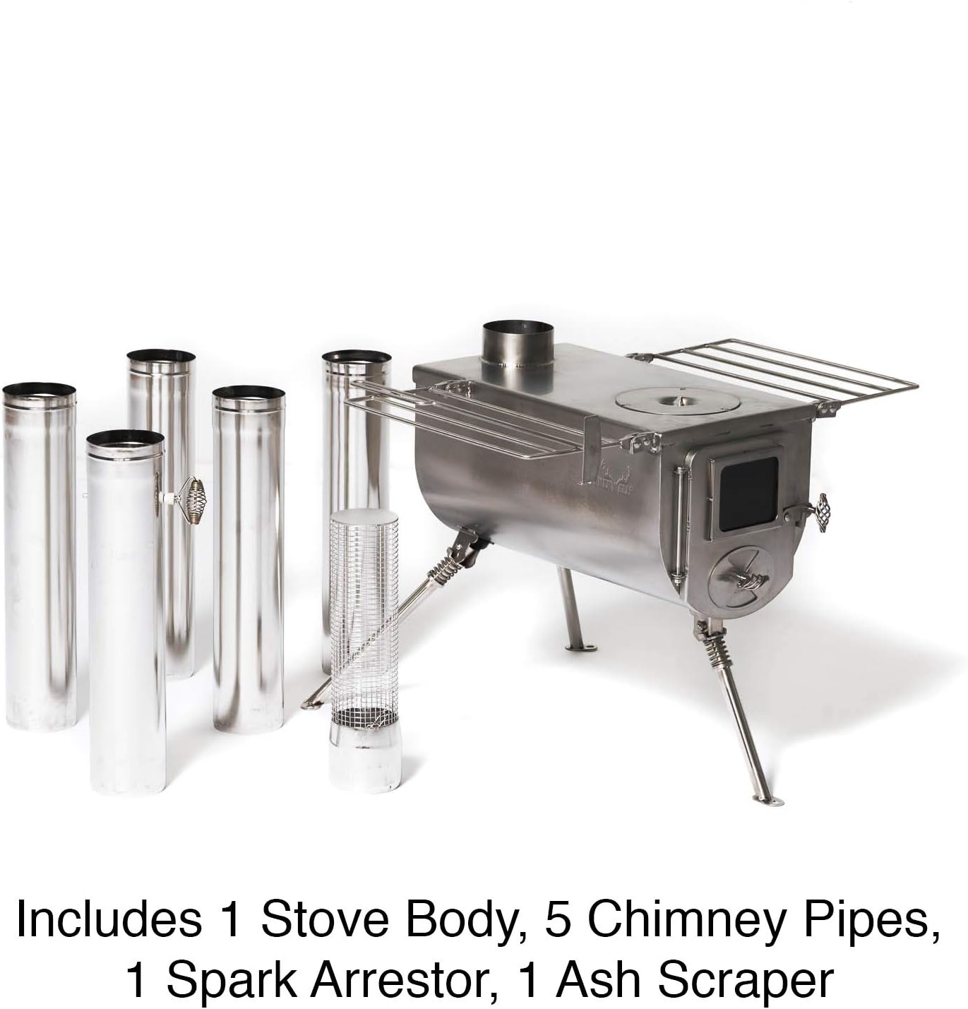 Winnerwell Woodlander Large Tent Stove | Portable Wood Burning Stove for Tents, Shelters, and Camping | 1500 Cubic Inch Firebox | Precision Stainless Steel Construction | Includes Chimney Pipe