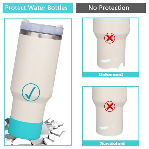 QIANHAI Silicone Boots with Straw Lip Compatible for Stanley 40oz Tumbler & IceFlow 30 20Oz Sport Water Bottle Bottom Sleeve HydroFlask 12-24oz Cup Accessories (Jungle Turtle)