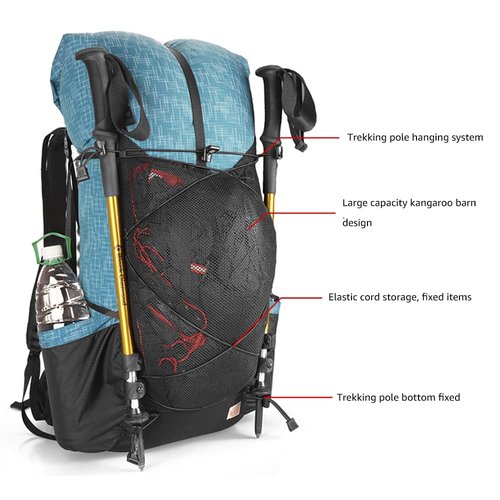 MOXIHIKE 3FULGEAR QiDian Hiking Backpack for Men Women 56L(40+16) Lightweight Outdoor Camping Bag Trekking Daypack (Grey)