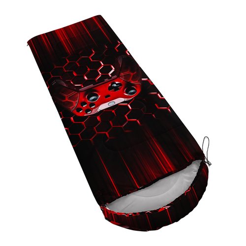 QOOMO Red Game Console Printed Camping Sleeping Bag, 3 Season Warm & Cool Weather,Lightweight,Waterproof Sleeping Bags for Adults & Kids,Traveling,and Outdoors,Camping Gear Equipment, 31x90inch