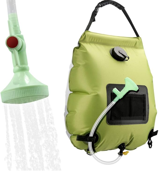 Solar Shower Bag | 5 Gal/20L Solar Heating Camping Shower Bag | Removable Hose | On-Off Switchable Shower Head | Ducha Portatil | Traveling Shower | Portable Shower for Beach Swimming, Hiking