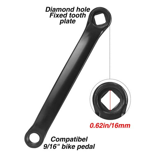 WEEROCK Bike Left Crank Arm 170mm Steel Diamond Hole Bicycle Replacement Prats, Black