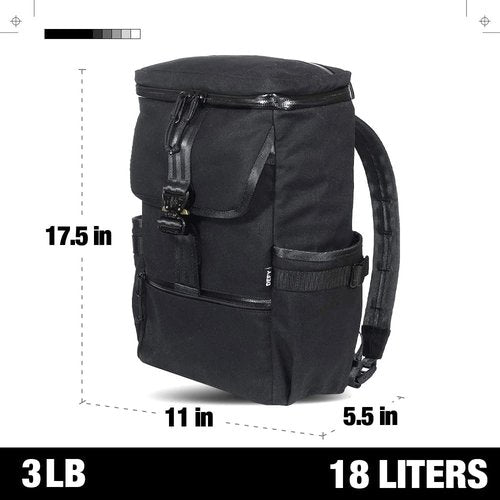 DEFY VerBockel Roll Top Backpack 2.0 | 'Un-Zipped' Waxed Canvas | 28-40 Liter Multi-Use Carry Pack For Men | Utility Backpack w/Laptop Sleeve | Water Repellent Travel Pack (Black)