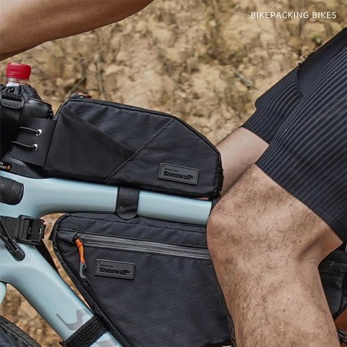 Rhinowalk Bicycle Top Tube Bag Bike Front Frame Bag Waterproof Bolt-On Screw Cycling Accessories Upper Pipe Nylon Pouch Pack for Mountain Road Bike(Black)