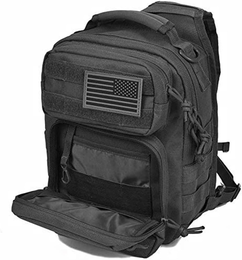 REEBOW GEAR Tactical Sling Backpack Rover Shoulder Sling Pack (Black)