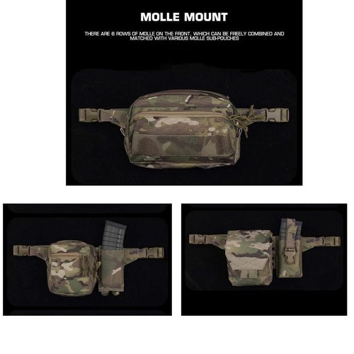 Tactical Fanny Pack Adapter Panel Waist Belt Extension Platform for Molle Pouches Magazine Pouch (TAN 6 Columns)