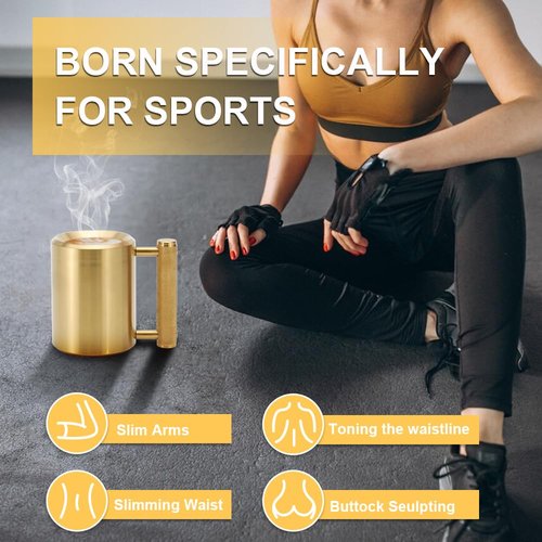 Heavy Mug 18LB/8KG 10 oz, Exercise and Fitness Dumbbells, 304 Stainless Steel,Suitable For Home Workout, Gym Strength Training, Prank Gift, and Arm Strength Training Equipment, Non-Slip Handle, Gold