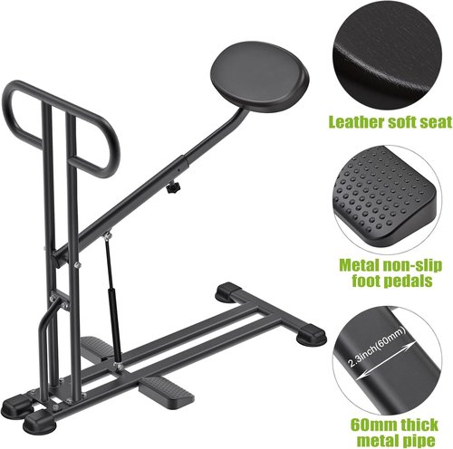 Kipika Squat Machine - Home Gym Workout Equipment for Total-Body Fitness - Low Impact Glute Leg Cardio Trainer with Ergonomic Multi-Grip Handle - 7 Position Seat Adjustment Durable Steel Construction