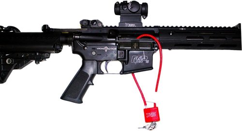 Cable Gun Lock with Key (15") - Keyed Alike - California Approved Safety Device - Secures Pistol, Rifle, Shotgun, Revolver, and Other Firearm Types (5 Pack)