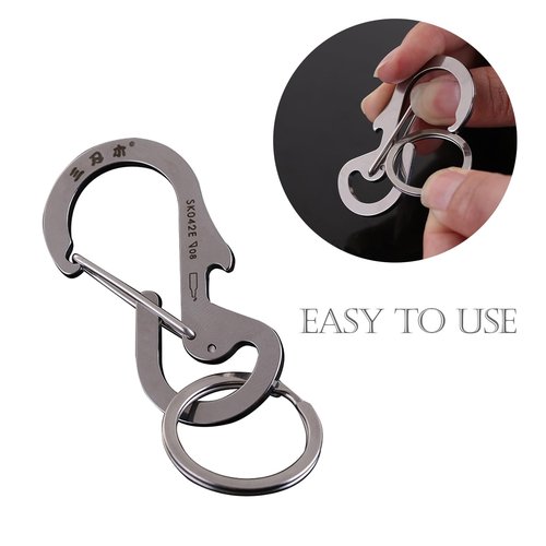 Sanrenmu Key Holder Quick Release Carabiner Keychain Clip Key Fob Keychain Hook with Stainless Steel Keyring for Men Dad