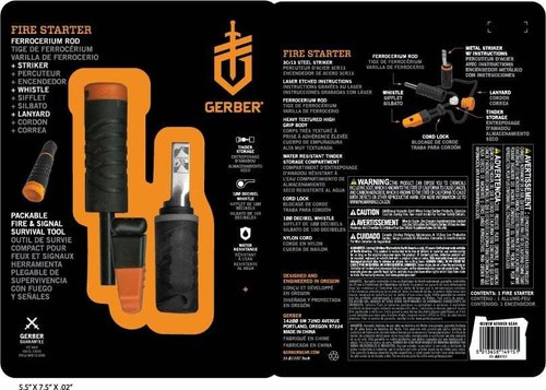 Gerber Blades 31-003151 Gerber Fire Starter Multi-Lingual Clam Package