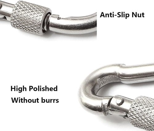 304 Stainless Steel Spring Snap Key Chain Clip Hook Screw Gate Buckle with Screw Gate Lock for Home,Outdoor Camping,Hiking Fishing,Traveling,Backpack