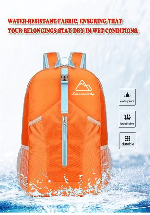 Lalamelody 20L Lightweight Backpack Daypack Foldable Waterproof Packable Hiking Travel Shoulder Bag for Man Woman Orange