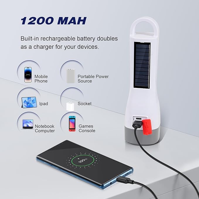 4 Pack Solar LED Flashlight for Power Outages, Rechargeable Camping Flashlights with High Lumens, 5 Modes, Powerful and Bright Tactical Flash Light for Emergency, Outdoor, Home Use