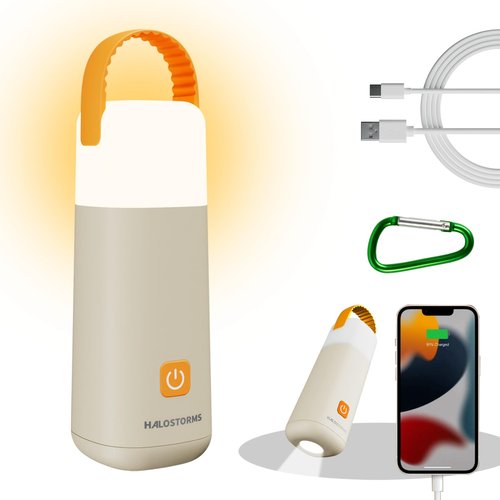 HALOSTORMS Camping Lantern, 350 Hours Running Time Rechargeable Lantern, 3200mAh Lantern Flashlight with 4 Modes, Waterproof Tent Light for Hiking, Emergency, Power Outages (Yellow 1PK)